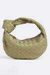 Buy_Pine And Drew_Green Jasper Leather Trellis Pattern Bag_at_Aza_Fashions