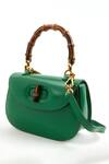 Pine And Drew_Green Vivian Box Shaped Leather Handbag_Online_at_Aza_Fashions