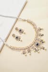 Buy_Zevar By Geeta_White Pearls, Stones Drop Necklace Set _at_Aza_Fashions