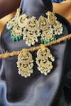 The Bling Girll_Gold Plated Pearls, Beads, Stones And Kundan Embellished Choker Necklace Set _Online_at_Aza_Fashions