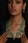 Buy_The Bling Girll_Green Beads And Stone Embellished Choker Necklace Set _at_Aza_Fashions