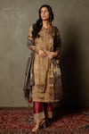 Buy_RI.Ritu Kumar_Gold Banaras Silk Hand Embroidered And Metallic Panelled Kurta Set _at_Aza_Fashions