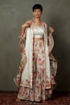 Buy_RI.Ritu Kumar_Off White Mashru Dot Printed And Hand Embroidered Floral Tropical Gharara Set _at_Aza_Fashions