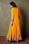 Shop_RI.Ritu Kumar_Yellow Anarkali Rayon Crepe Printed And Hand Embroidered Floral Aari Work Set _at_Aza_Fashions