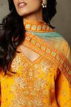 RI.Ritu Kumar_Yellow Anarkali Rayon Crepe Printed And Hand Embroidered Floral Aari Work Set _Online_at_Aza_Fashions