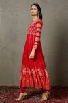RI.Ritu Kumar_Red Rayon Crepe Printed And Hand Embroidered Floral & Aari Work Anarkali Set_Online_at_Aza_Fashions