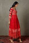 Buy_RI.Ritu Kumar_Red Rayon Crepe Printed And Hand Embroidered Floral & Aari Work Anarkali Set_Online_at_Aza_Fashions