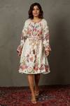 Buy_RI.Ritu Kumar_Off White Murshidabad Silk Dt Printed And Hand Embroidered Floral Tropical Dress _at_Aza_Fashions