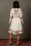 Shop_RI.Ritu Kumar_Off White Murshidabad Silk Dt Printed And Hand Embroidered Floral Tropical Dress _at_Aza_Fashions