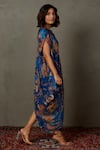 Buy RI.Ritu Kumar Blue Rayon Crepe Printed And Hand Embroidered Floral Liberty Draped Dress Online at Aza Fashions Buy_RI.Ritu Kumar_Blue Rayon Crepe Printed And Hand Embroidered Floral Liberty Draped Dress _Online_at_Aza_Fashions