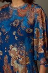 Shop RI.Ritu Kumar Blue Rayon Crepe Printed And Hand Embroidered Floral Liberty Draped Dress Online at Aza Fashions Shop_RI.Ritu Kumar_Blue Rayon Crepe Printed And Hand Embroidered Floral Liberty Draped Dress _Online_at_Aza_Fashions