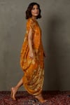 Buy_RI.Ritu Kumar_Yellow Rayon Crepe Printed And Hand Embroidered Floral Liberty Asymmetric Dress _Online_at_Aza_Fashions