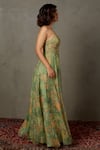 Buy_RI.Ritu Kumar_Green Silk Organza Embroidered And Printed Botanical Sweetheart Neck Dress _Online_at_Aza_Fashions