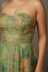 Shop_RI.Ritu Kumar_Green Silk Organza Embroidered And Printed Botanical Sweetheart Neck Dress _Online_at_Aza_Fashions