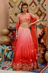 Buy_Pallavi Jaipur_Coral Dabka Work Lehenga Set _at_Aza_Fashions