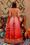 Shop_Pallavi Jaipur_Coral Dabka Work Lehenga Set _at_Aza_Fashions