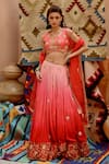 Shop_Pallavi Jaipur_Coral Dabka Work Lehenga Set _Online_at_Aza_Fashions