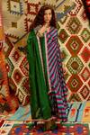 Buy_Pallavi Jaipur_Multi Color Angarkha-wrinkle Crepe Embroidered Indi-leheriya Angarkha Pant Set_Online_at_Aza_Fashions