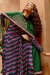 Pallavi Jaipur_Multi Color Angarkha-wrinkle Crepe Embroidered Indi-leheriya Angarkha Pant Set_at_Aza_Fashions