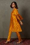 RI.Ritu Kumar_Yellow Chanderi Silk Printed Paisley Notched Kurta And Pant Set _Online_at_Aza_Fashions
