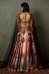 Shop_RI.Ritu Kumar_Black Poly Lurex Printed Petunia Leaf Neck Lehenga And Blouse Set _at_Aza_Fashions