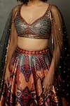 Shop_RI.Ritu Kumar_Black Poly Lurex Printed Petunia Leaf Neck Lehenga And Blouse Set _Online_at_Aza_Fashions