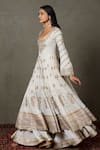 Buy_RI.Ritu Kumar_Off White Handloom Cotton, Muslin Embroidery, Dori Anarkali Gharara Set _Online_at_Aza_Fashions