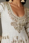 RI.Ritu Kumar_Off White Handloom Cotton, Muslin Embroidery, Dori Anarkali Gharara Set _at_Aza_Fashions