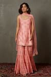 Buy_RI.Ritu Kumar_Pink Chanderi Silk Embroidery Sequin Round Floral Kurta Set _at_Aza_Fashions