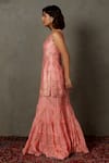 RI.Ritu Kumar_Pink Chanderi Silk Embroidery Sequin Round Floral Kurta Set _Online_at_Aza_Fashions