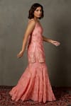 Buy_RI.Ritu Kumar_Pink Chanderi Silk Embroidery Sequin Round Floral Kurta Set _Online_at_Aza_Fashions