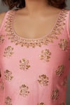 Shop_RI.Ritu Kumar_Pink Chanderi Silk Embroidery Sequin Round Floral Kurta Set _Online_at_Aza_Fashions