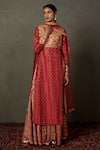 Buy_RI.Ritu Kumar_Pink Silk Flat Dupion Woven Polka Dots Round Embroidered Kurta Gharara Set _at_Aza_Fashions