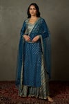 Buy_RI.Ritu Kumar_Blue Silk Flat Dupion Woven Polka Dots Round Kurta Gharara Set _at_Aza_Fashions