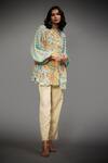 Buy_RI.Ritu Kumar_Blue 100% Viscose Printed Tropical Floral Band Kurti _at_Aza_Fashions