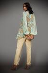 Shop_RI.Ritu Kumar_Blue 100% Viscose Printed Tropical Floral Band Kurti _at_Aza_Fashions