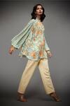 Buy_RI.Ritu Kumar_Blue 100% Viscose Printed Tropical Floral Band Kurti _Online_at_Aza_Fashions