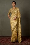 Buy_RI.Ritu Kumar_Beige Murshidabad Silk Dt Printed Tropical Saree With Unstitched Blouse Piece _at_Aza_Fashions