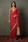 Buy_RI.Ritu Kumar_Pink Silk Chinon Hand Embroidered Aari Saree With Unstitched Blouse Piece _at_Aza_Fashions