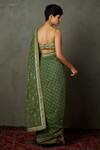 Shop_RI.Ritu Kumar_Green Shimmer Aari Embroidered Saree With Unstitched Blouse Piece For Women_at_Aza_Fashions