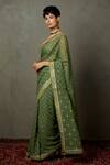 RI.Ritu Kumar_Green Shimmer Aari Embroidered Saree With Unstitched Blouse Piece For Women_Online_at_Aza_Fashions