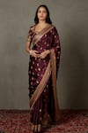 Buy_RI.Ritu Kumar_Purple Aari Hand Embroidered Saree With Unstitched Blouse Piece For Women_at_Aza_Fashions