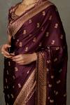 RI.Ritu Kumar_Purple Aari Hand Embroidered Saree With Unstitched Blouse Piece For Women_Online_at_Aza_Fashions