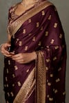 RI.Ritu Kumar_Purple Aari Hand Embroidered Saree With Unstitched Blouse Piece For Women_at_Aza_Fashions