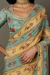 Shop_RI.Ritu Kumar_Blue Viscose Chiffon Printed Colorblock Saree With Unstitched Blouse Piece _Online_at_Aza_Fashions