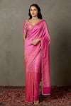 Buy_RI.Ritu Kumar_Fuchsia Nilambari Silk Printed Zari Saree With Embroidered Blouse For Women_at_Aza_Fashions