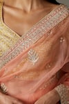 Shop_RI.Ritu Kumar_Coral Silk Organza Embroidered Aari Leaf Saree With Blouse _Online_at_Aza_Fashions