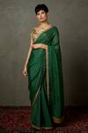 Buy_RI.Ritu Kumar_Green Viscose Embroidery Scoop Neck Saree With Blouse_at_Aza_Fashions