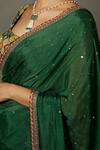 RI.Ritu Kumar_Green Viscose Embroidery Scoop Neck Saree With Blouse_Online_at_Aza_Fashions