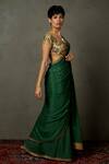 Shop_RI.Ritu Kumar_Green Viscose Embroidery Scoop Neck Saree With Blouse_Online_at_Aza_Fashions